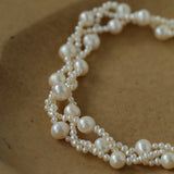 French Handcrafted Woven Seed Pearl Multi - Layer Necklace - floysun