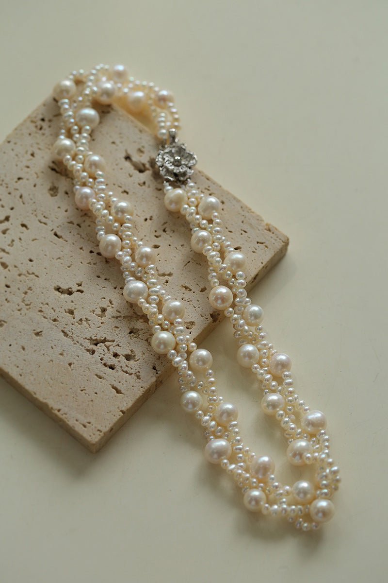 French Handcrafted Woven Seed Pearl Multi - Layer Necklace - floysun