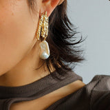 French Style Lava Baroque Pearls Earrings - floysun