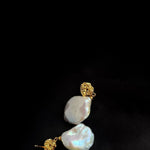 French Style Lava Petal Baroque Pearl Drop Earrings - floysun