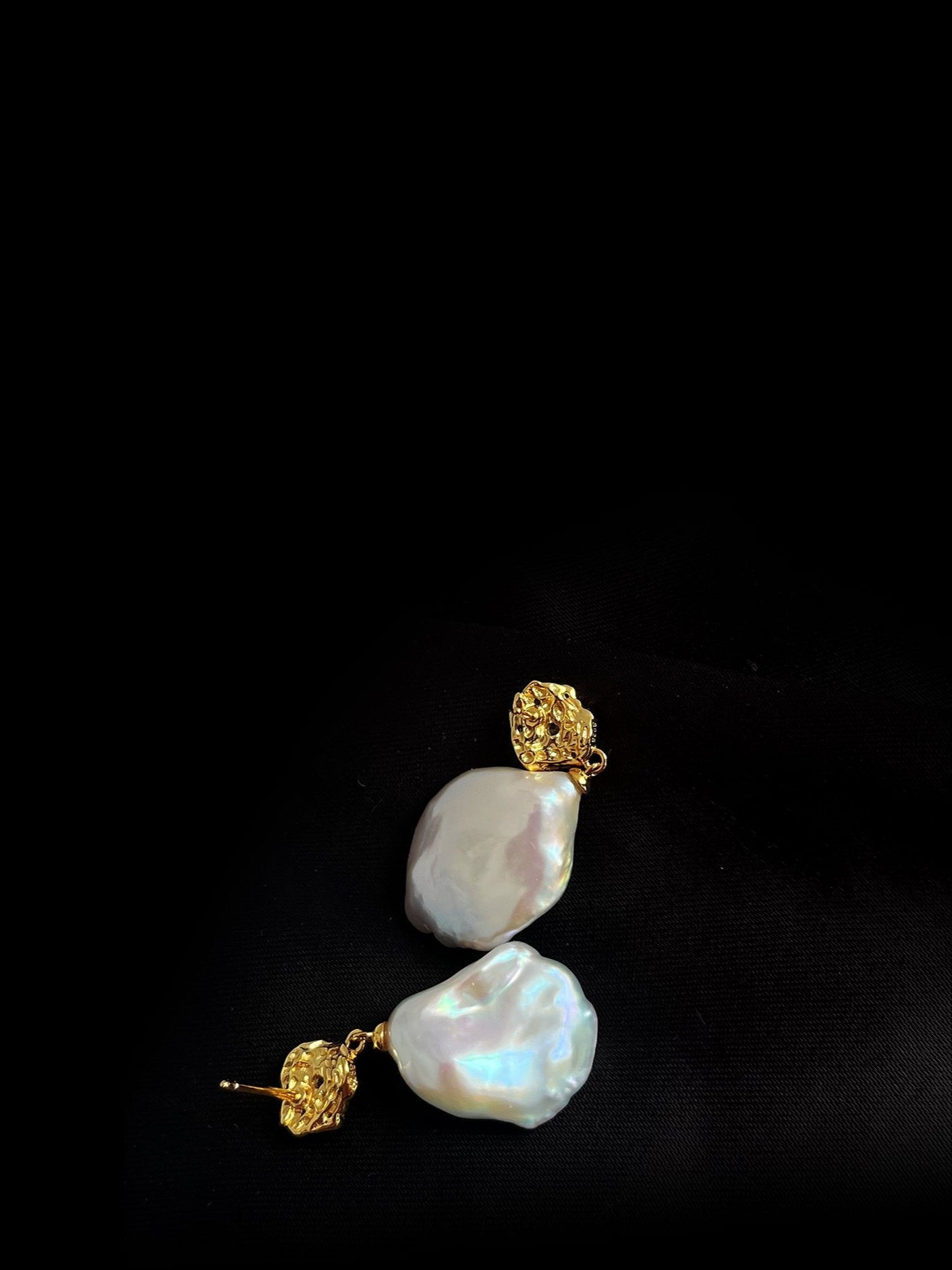 French Style Lava Petal Baroque Pearl Drop Earrings - floysun