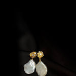 French Style Lava Petal Baroque Pearl Drop Earrings - floysun