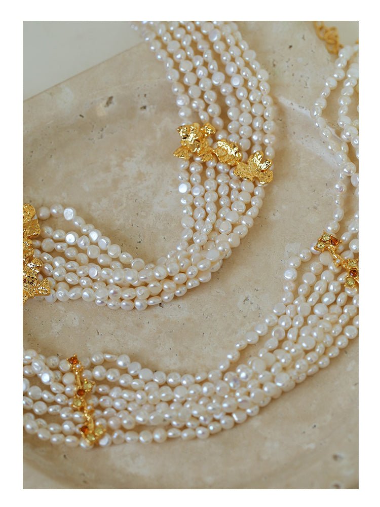 French Style Mini Multi - Layered Pearl Necklace - floysun