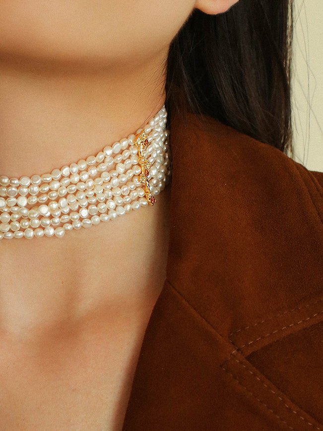 French Style Mini Multi - Layered Pearl Necklace - floysun