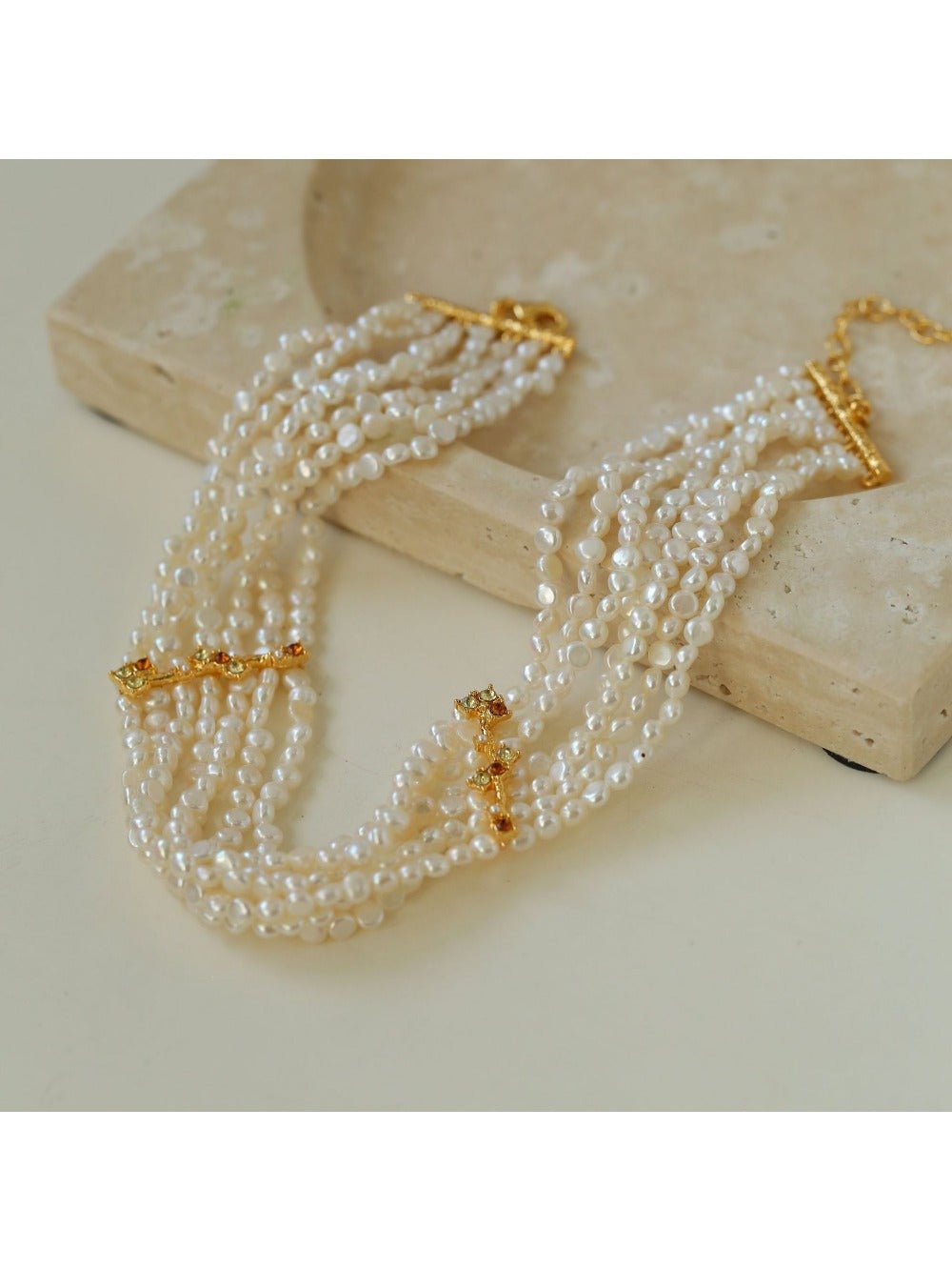 French Style Mini Multi - Layered Pearl Necklace - floysun