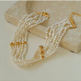 French Style Mini Multi - Layered Pearl Necklace - floysun