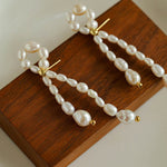 French Style Woven Pearl Bow Earrings - floysun