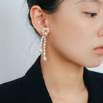 French Style Woven Pearl Bow Earrings - floysun