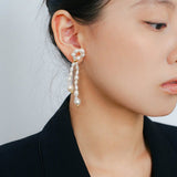 French Style Woven Pearl Bow Earrings - floysun