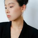 French Style Woven Pearl Bow Earrings - floysun