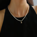 French Zircon Teardrop Pearl Necklace - floysun