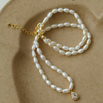 French Zircon Teardrop Pearl Necklace - floysun