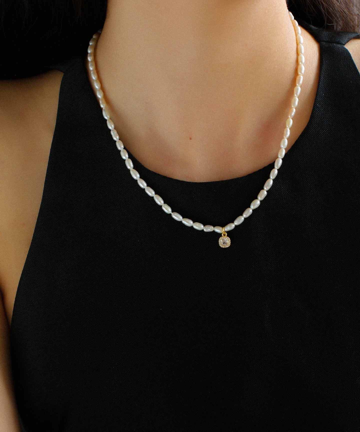 French Zircon Teardrop Pearl Necklace - floysun