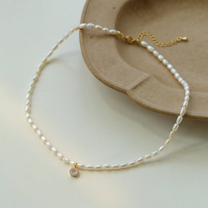 French Zircon Teardrop Pearl Necklace - floysun