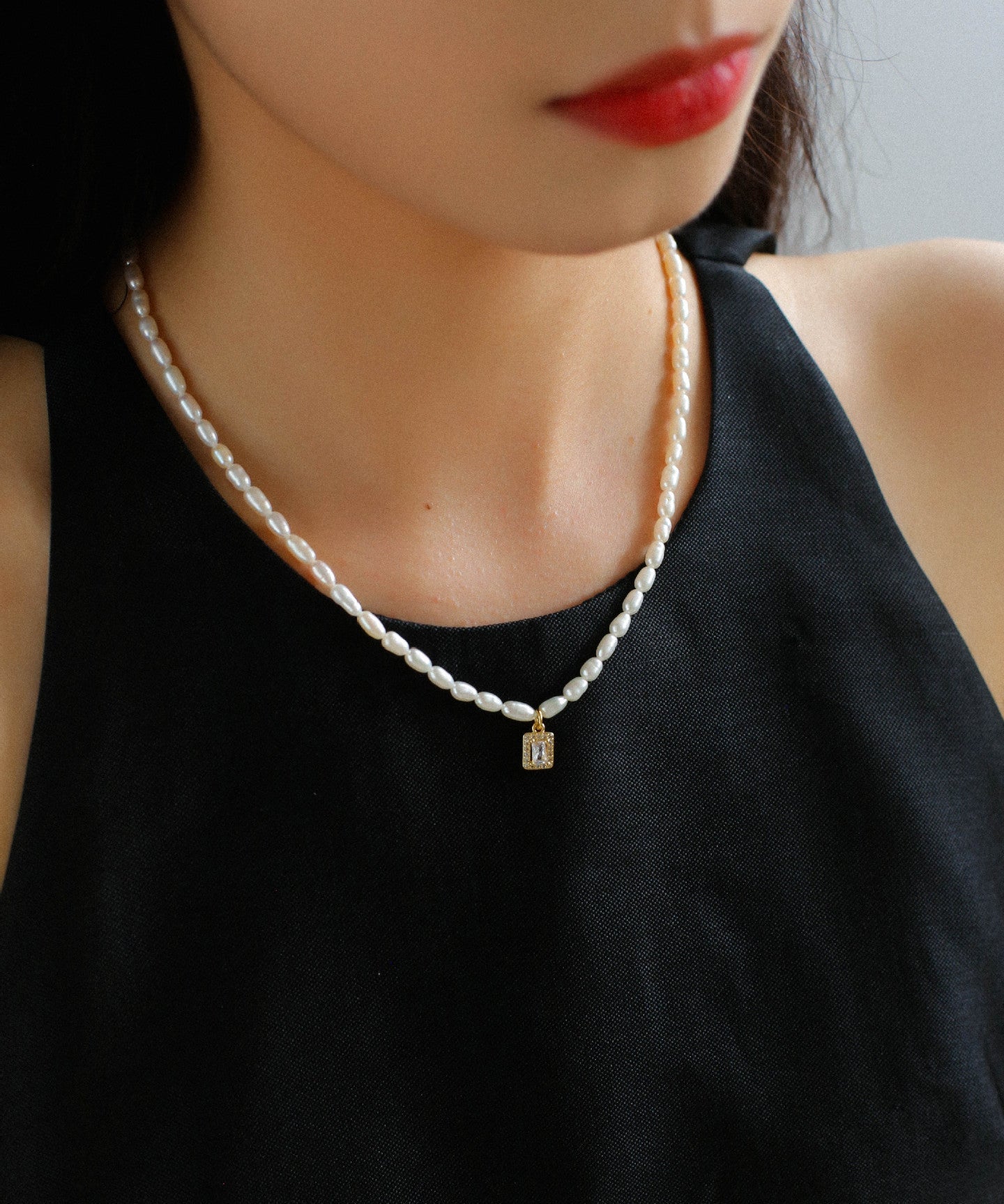 French Zircon Teardrop Pearl Necklace - floysun