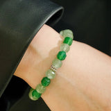 Fresh Green Strawberry Quartz Gemstone Beaded Bracelet - floysun