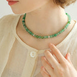 Fresh Green Strawberry Quartz Gemstone Beaded Necklace - floysun