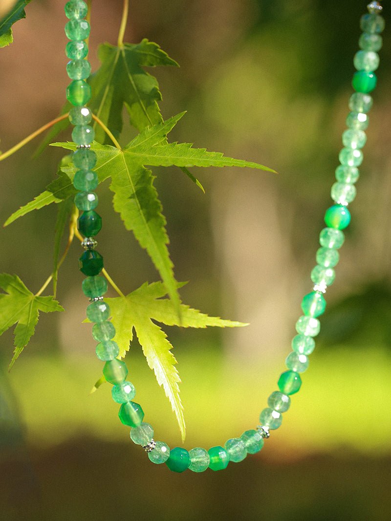 Fresh Green Strawberry Quartz Gemstone Beaded Necklace - floysun