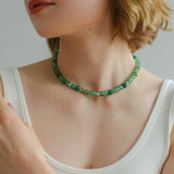 Fresh Green Strawberry Quartz Gemstone Beaded Necklace - floysun