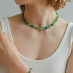 Fresh Green Strawberry Quartz Gemstone Beaded Necklace - floysun