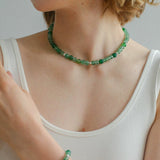 Fresh Green Strawberry Quartz Gemstone Beaded Necklace - floysun