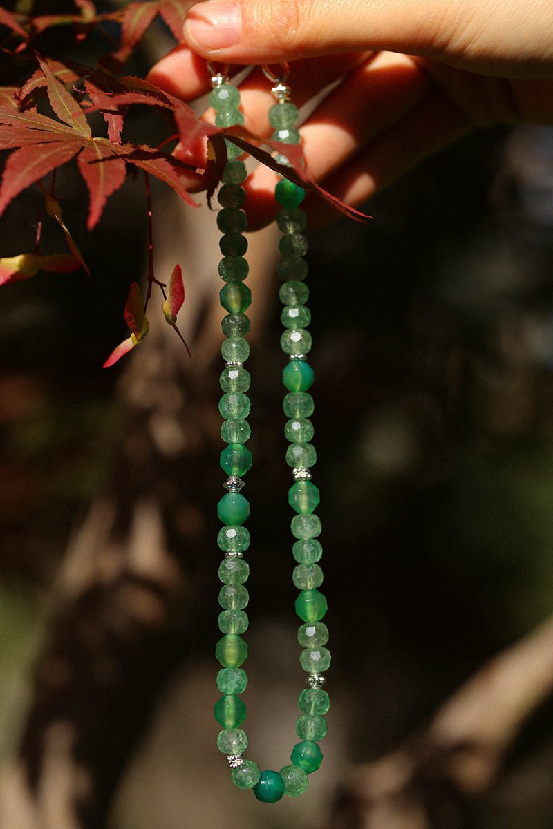 Fresh Green Strawberry Quartz Gemstone Beaded Necklace - floysun