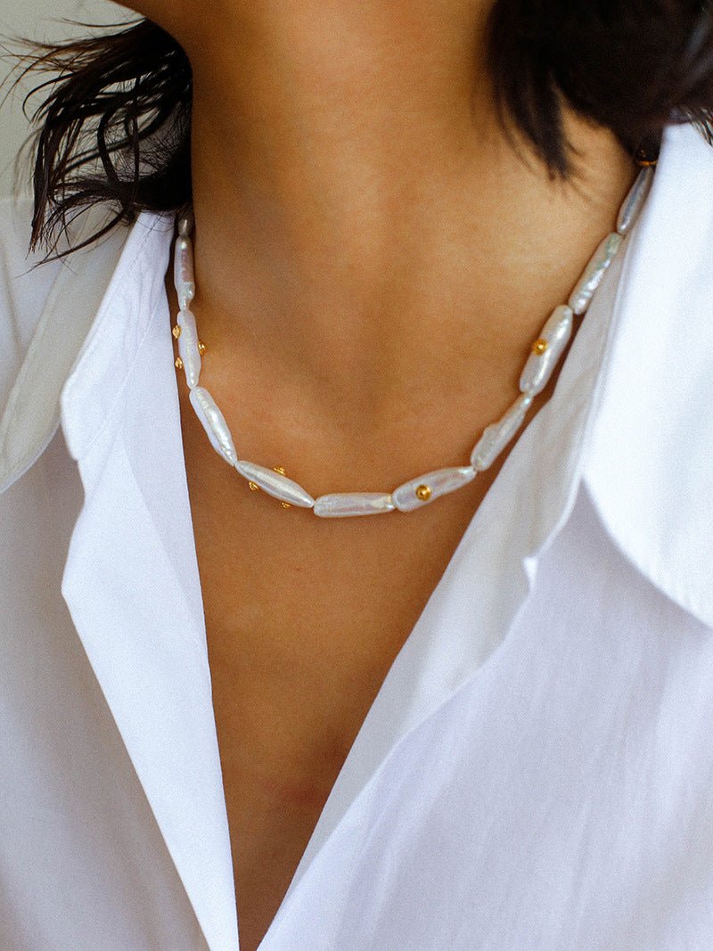 Freshwater Baroque Pearls Overlapping Clavicle Chain - floysun