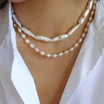 Freshwater Baroque Pearls Overlapping Clavicle Chain - floysun