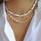 Freshwater Baroque Pearls Overlapping Clavicle Chain - floysun