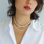 Freshwater Baroque Pearls Overlapping Clavicle Chain - floysun