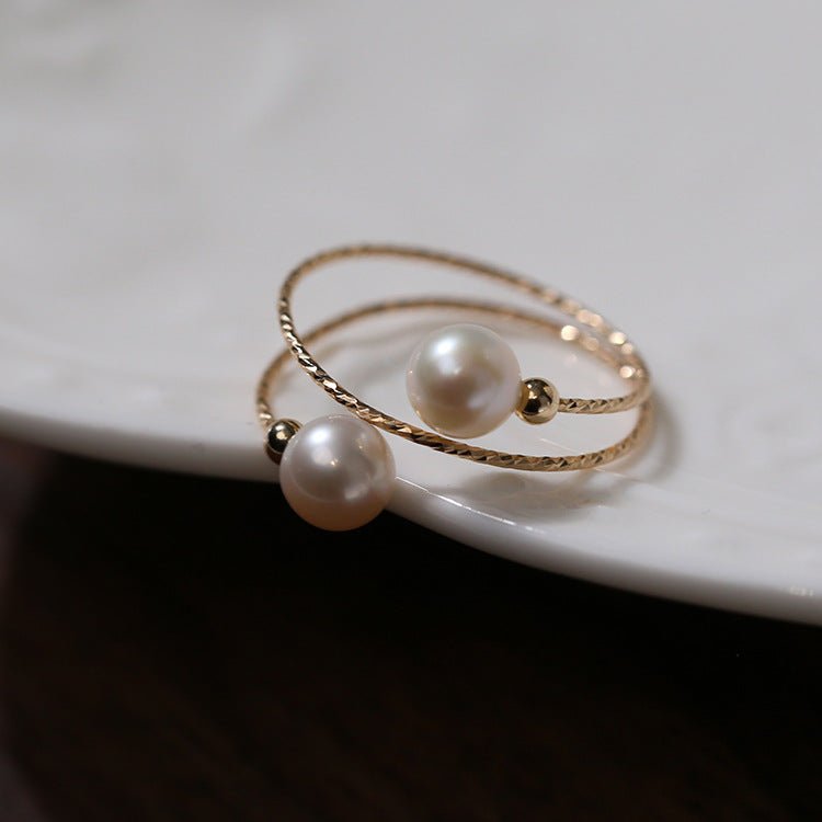 Freshwater Pearl Double Layer Wrapped Ring - floysun