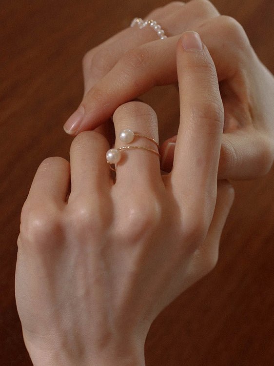 Freshwater Pearl Double Layer Wrapped Ring - floysun