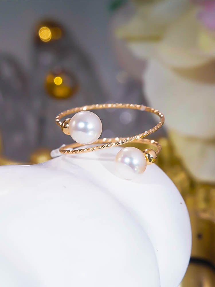 Freshwater Pearl Double Layer Wrapped Ring - floysun