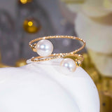 Freshwater Pearl Double Layer Wrapped Ring - floysun