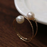 Freshwater Pearl Double Layer Wrapped Ring - floysun