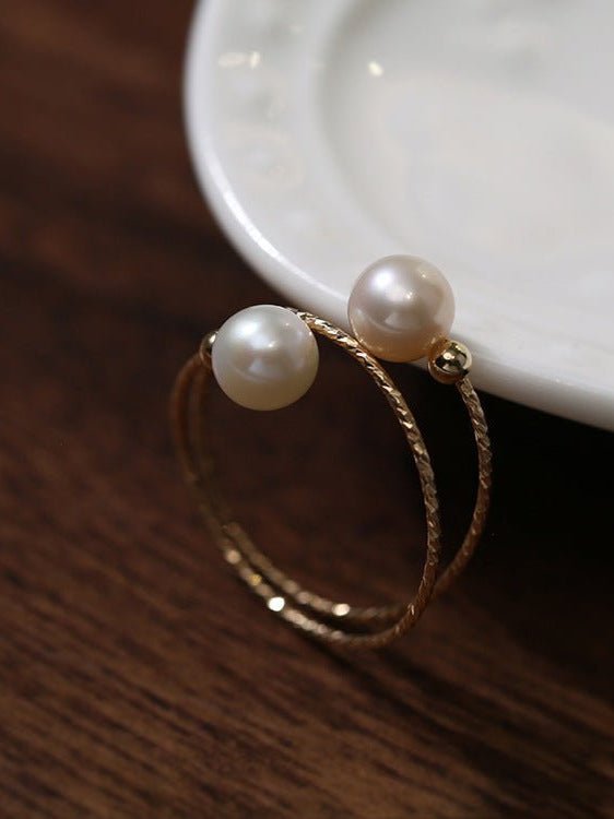 Freshwater Pearl Double Layer Wrapped Ring - floysun