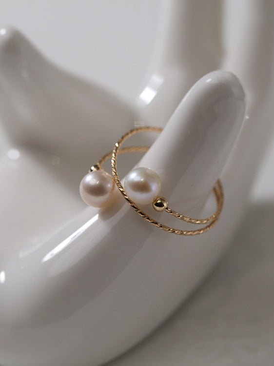 Freshwater Pearl Double Layer Wrapped Ring - floysun