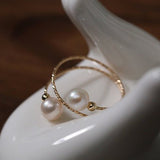 Freshwater Pearl Double Layer Wrapped Ring - floysun