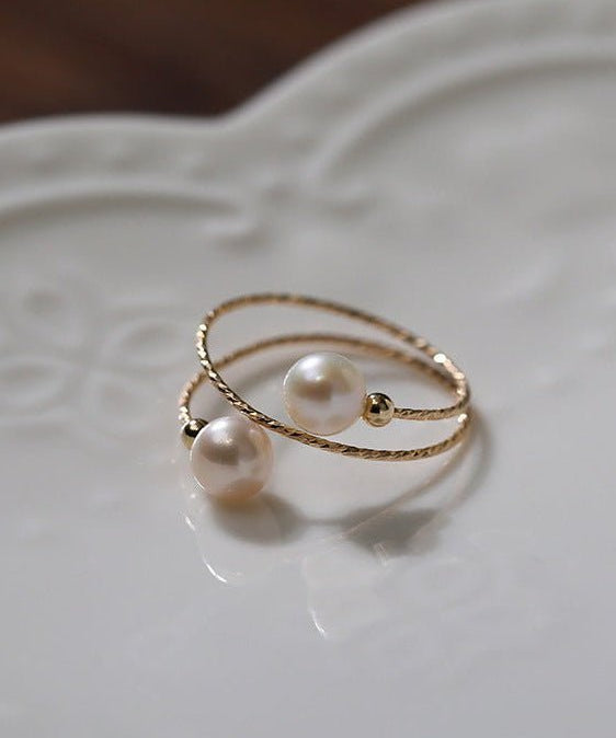 Freshwater Pearl Double Layer Wrapped Ring - floysun