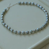 Freshwater Pearl Silver Bean Necklace - White Grey Pearl - floysun