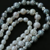 Freshwater Pearl Silver Bean Necklace - White Grey Pearl - floysun