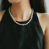 Freshwater Pearl Silver Bean Necklace - White Grey Pearl - floysun