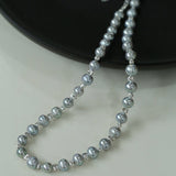 Freshwater Pearl Silver Bean Necklace - White Grey Pearl - floysun