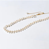 Freshwater Pearl Woven Choker Necklace Chain Pull - out Adjustable - floysun