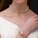 Freshwater Pearl Woven Choker Necklace Chain Pull - out Adjustable - floysun