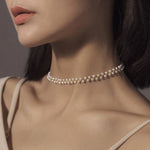 Freshwater Pearl Woven Choker Necklace Chain Pull - out Adjustable - floysun