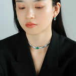 Full Cubic Zirconia Emerald Gemstone Huggie Earrings - floysun