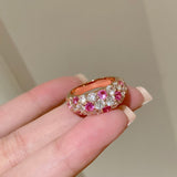 Full Pave Ruby Red Paraiba Blue Ring with Diamond Accents - floysun