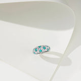 Full Pave Ruby Red Paraiba Blue Ring with Diamond Accents - floysun