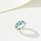 Full Pave Ruby Red Paraiba Blue Ring with Diamond Accents - floysun